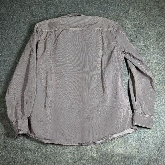 Ecko Unltd Shirt Mens XL Striped Button Down Burgundy Red Y2K Cotton - Picture 7 of 7